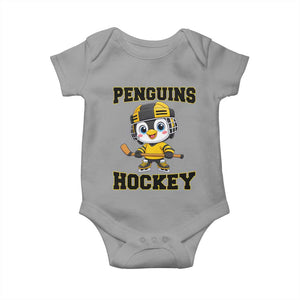Funny Penguin Playing Ice Hockey Baby Onesie Winter Sports Gift TS12 Sport Gray Print Your Wear