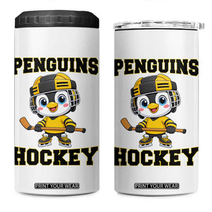 Funny Penguin Playing Ice Hockey 4 in 1 Can Cooler Tumbler Winter Sports Gift TS12 One Size: 16 oz White Print Your Wear