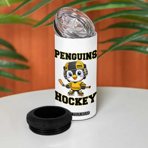 Funny Penguin Playing Ice Hockey 4 in 1 Can Cooler Tumbler Winter Sports Gift TS12 Print Your Wear