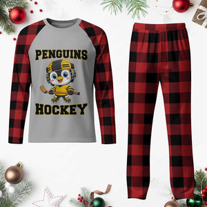 Funny Penguin Playing Ice Hockey Plaid Pajama Set Winter Sports Gift TS12 Buffalo Plaid Print Your Wear