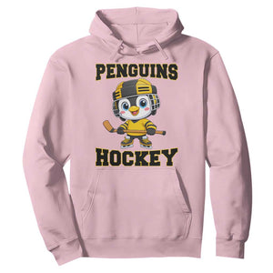 Funny Penguin Playing Ice Hockey Hoodie Winter Sports Gift TS12 Light Pink Print Your Wear