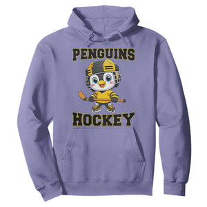 Funny Penguin Playing Ice Hockey Hoodie Winter Sports Gift TS12 Violet Print Your Wear