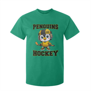 Funny Penguin Playing Ice Hockey T Shirt For Kid Winter Sports Gift TS12 Irish Green Print Your Wear