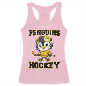 Funny Penguin Playing Ice Hockey Racerback Tank Top Winter Sports Gift TS12 Light Pink Print Your Wear