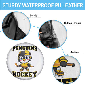 Funny Penguin Playing Ice Hockey Spare Tire Cover Winter Sports Gift TS12 Print Your Wear