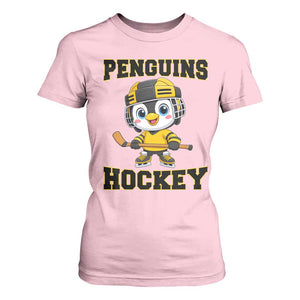 Funny Penguin Playing Ice Hockey T Shirt For Women Winter Sports Gift TS12 Light Pink Print Your Wear