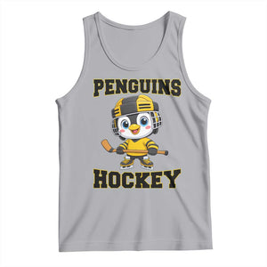 Funny Penguin Playing Ice Hockey Tank Top Winter Sports Gift TS12 Athletic Heather Print Your Wear