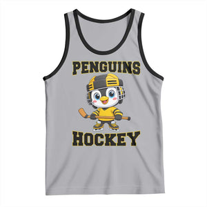 Funny Penguin Playing Ice Hockey Tank Top Winter Sports Gift TS12 Athletic Heather Black Print Your Wear