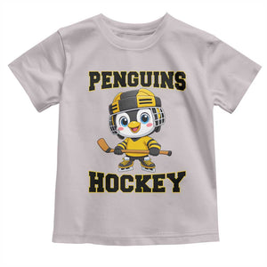 Funny Penguin Playing Ice Hockey Toddler T Shirt Winter Sports Gift TS12 Ice Gray Print Your Wear