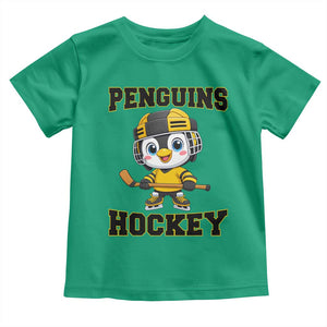 Funny Penguin Playing Ice Hockey Toddler T Shirt Winter Sports Gift TS12 Irish Green Print Your Wear