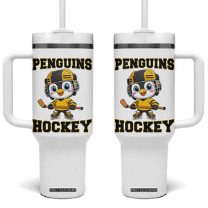 Funny Penguin Playing Ice Hockey Tumbler With Handle Winter Sports Gift TS12 One Size: 40 oz White Print Your Wear