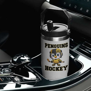 Funny Penguin Playing Ice Hockey Flip Straw Tumbler Winter Sports Gift TS12 Print Your Wear