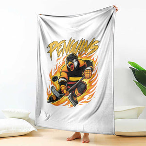 Penguin Playing Ice Hockey Throw Blanket Funny Sports Fan Gift TS12 Print Your Wear