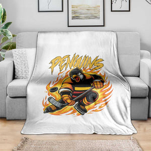 Penguin Playing Ice Hockey Throw Blanket Funny Sports Fan Gift TS12 Print Your Wear