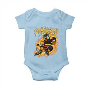 Penguin Playing Ice Hockey Baby Onesie Funny Sports Fan Gift TS12 Light Blue Print Your Wear
