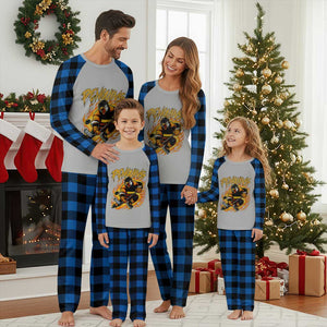 Penguin Playing Ice Hockey Plaid Pajama Set Funny Sports Fan Gift TS12 Blue Plaid Print Your Wear