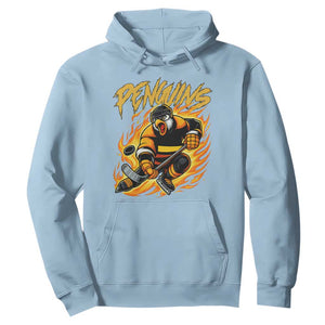 Penguin Playing Ice Hockey Hoodie Funny Sports Fan Gift TS12 Light Blue Print Your Wear