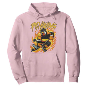 Penguin Playing Ice Hockey Hoodie Funny Sports Fan Gift TS12 Light Pink Print Your Wear