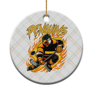 Penguin Playing Ice Hockey Ceramic Ornament Funny Sports Fan Gift TS12 1pc Christmas Plaid Print Your Wear