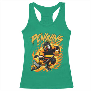Penguin Playing Ice Hockey Racerback Tank Top Funny Sports Fan Gift TS12 Irish Green Print Your Wear