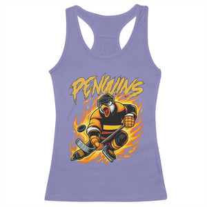 Penguin Playing Ice Hockey Racerback Tank Top Funny Sports Fan Gift TS12 Violet Print Your Wear