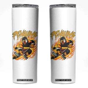 Penguin Playing Ice Hockey Skinny Tumbler Funny Sports Fan Gift TS12 White Print Your Wear