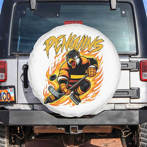 Penguin Playing Ice Hockey Spare Tire Cover Funny Sports Fan Gift TS12 No hole White Print Your Wear