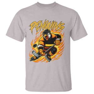 Penguin Playing Ice Hockey T Shirt Funny Sports Fan Gift TS12 Ice Gray Print Your Wear