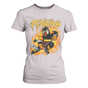 Penguin Playing Ice Hockey T Shirt For Women Funny Sports Fan Gift TS12 Ice Gray Print Your Wear