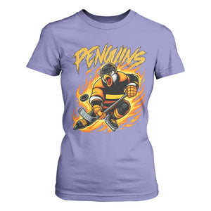 Penguin Playing Ice Hockey T Shirt For Women Funny Sports Fan Gift TS12 Violet Print Your Wear