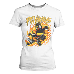 Penguin Playing Ice Hockey T Shirt For Women Funny Sports Fan Gift TS12 White Print Your Wear