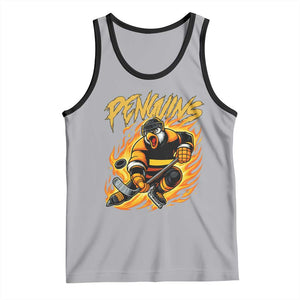 Penguin Playing Ice Hockey Tank Top Funny Sports Fan Gift TS12 Athletic Heather Black Print Your Wear