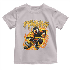 Penguin Playing Ice Hockey Toddler T Shirt Funny Sports Fan Gift TS12 Ice Gray Print Your Wear