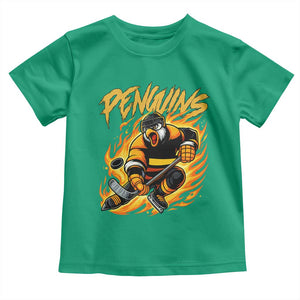 Penguin Playing Ice Hockey Toddler T Shirt Funny Sports Fan Gift TS12 Irish Green Print Your Wear