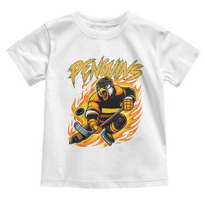 Penguin Playing Ice Hockey Toddler T Shirt Funny Sports Fan Gift TS12 White Print Your Wear