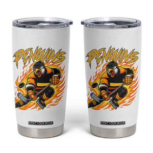 Penguin Playing Ice Hockey Tumbler Cup Funny Sports Fan Gift TS12 White Print Your Wear