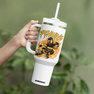 Penguin Playing Ice Hockey Tumbler With Handle Funny Sports Fan Gift TS12 Print Your Wear