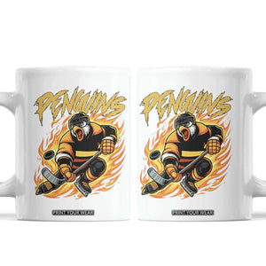 Penguin Playing Ice Hockey Coffee Mug Funny Sports Fan Gift TS12 White Print Your Wear