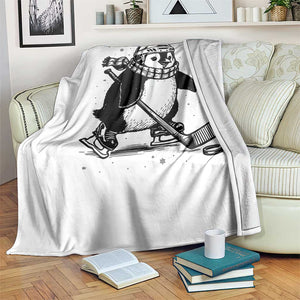 Cute Penguin Playing Ice Hockey Throw Blanket Funny Sports Lover Gift TS12 Print Your Wear