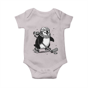 Cute Penguin Playing Ice Hockey Baby Onesie Funny Sports Lover Gift TS12 Ice Gray Print Your Wear