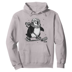 Cute Penguin Playing Ice Hockey Hoodie Funny Sports Lover Gift TS12 Ice Gray Print Your Wear