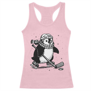 Cute Penguin Playing Ice Hockey Racerback Tank Top Funny Sports Lover Gift TS12 Light Pink Print Your Wear