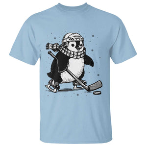 Cute Penguin Playing Ice Hockey T Shirt Funny Sports Lover Gift TS12 Light Blue Print Your Wear