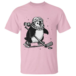 Cute Penguin Playing Ice Hockey T Shirt Funny Sports Lover Gift TS12 Light Pink Print Your Wear