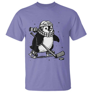 Cute Penguin Playing Ice Hockey T Shirt Funny Sports Lover Gift TS12 Violet Print Your Wear