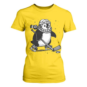 Cute Penguin Playing Ice Hockey T Shirt For Women Funny Sports Lover Gift TS12 Daisy Print Your Wear