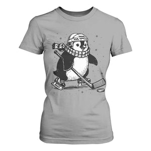 Cute Penguin Playing Ice Hockey T Shirt For Women Funny Sports Lover Gift TS12 Sport Gray Print Your Wear