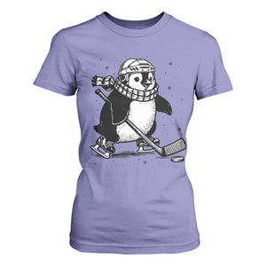 Cute Penguin Playing Ice Hockey T Shirt For Women Funny Sports Lover Gift TS12 Violet Print Your Wear