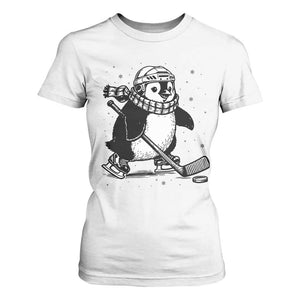 Cute Penguin Playing Ice Hockey T Shirt For Women Funny Sports Lover Gift TS12 White Print Your Wear