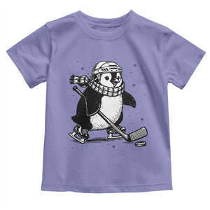 Cute Penguin Playing Ice Hockey Toddler T Shirt Funny Sports Lover Gift TS12 Violet Print Your Wear